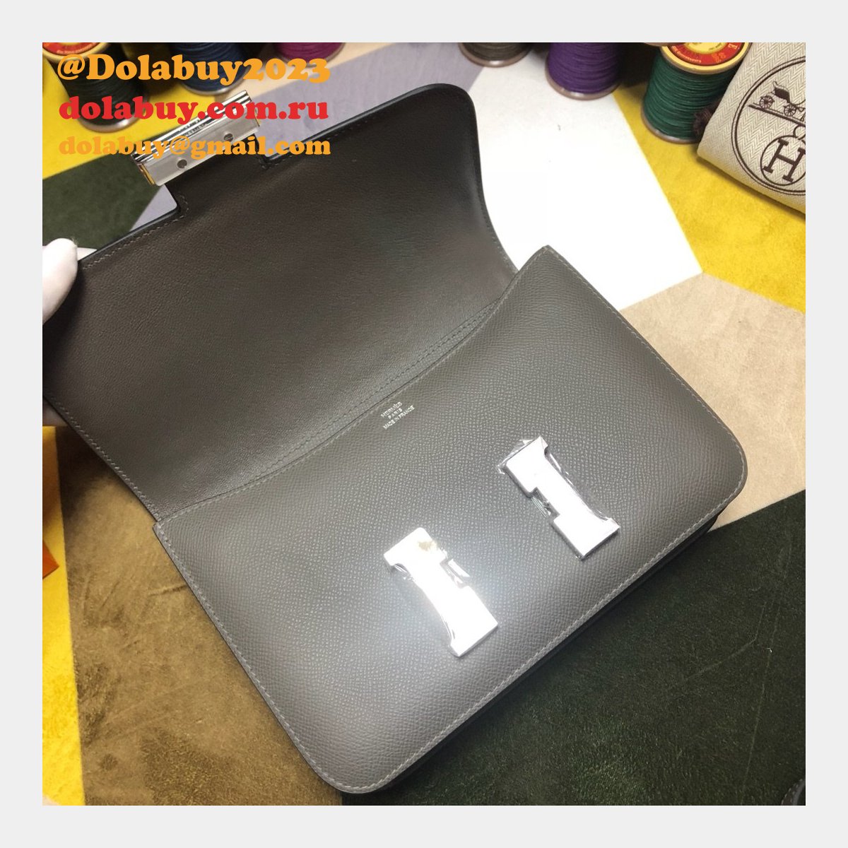 Hermes Constance Bag 23cm Epsom Leather Dark Grey