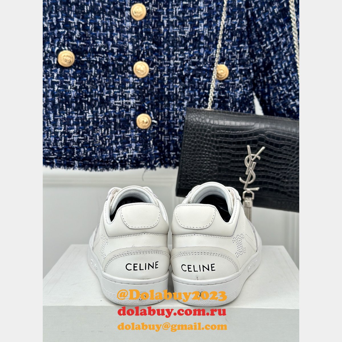 CELINE HOMME Suede-Trimmed Leather Sneakers