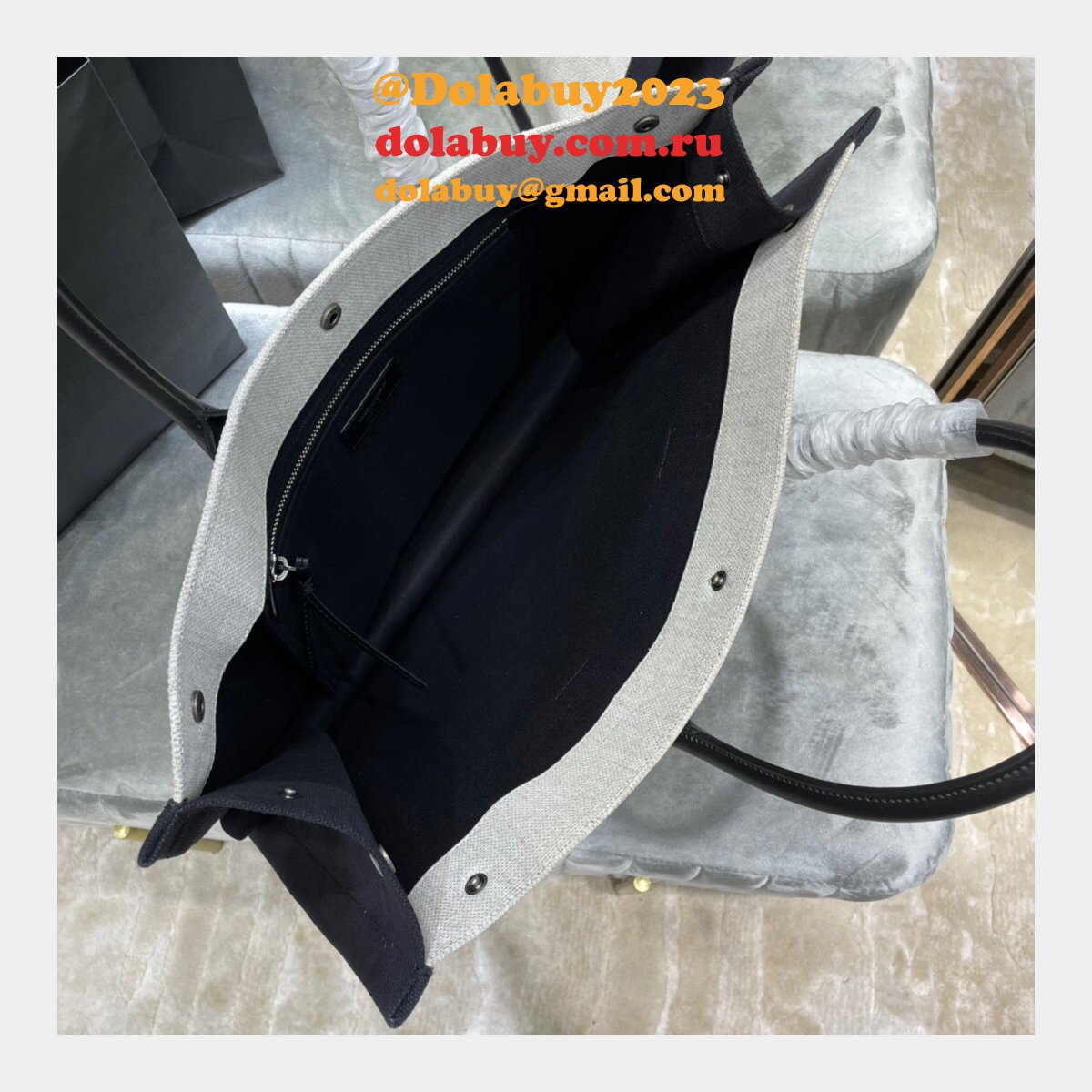 Buy Replica YSL Yves Saint Laurent Rive Gauche Large Tote Bag Printed Canvas