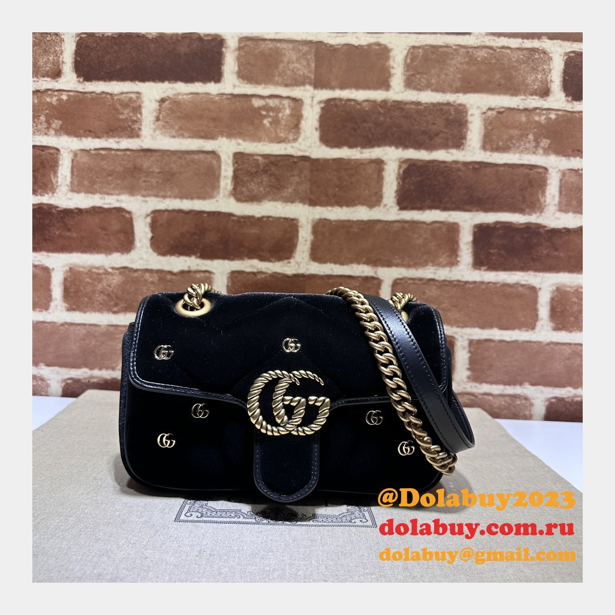 affordable 446744 black marmont top-quality fake G*u*i bags