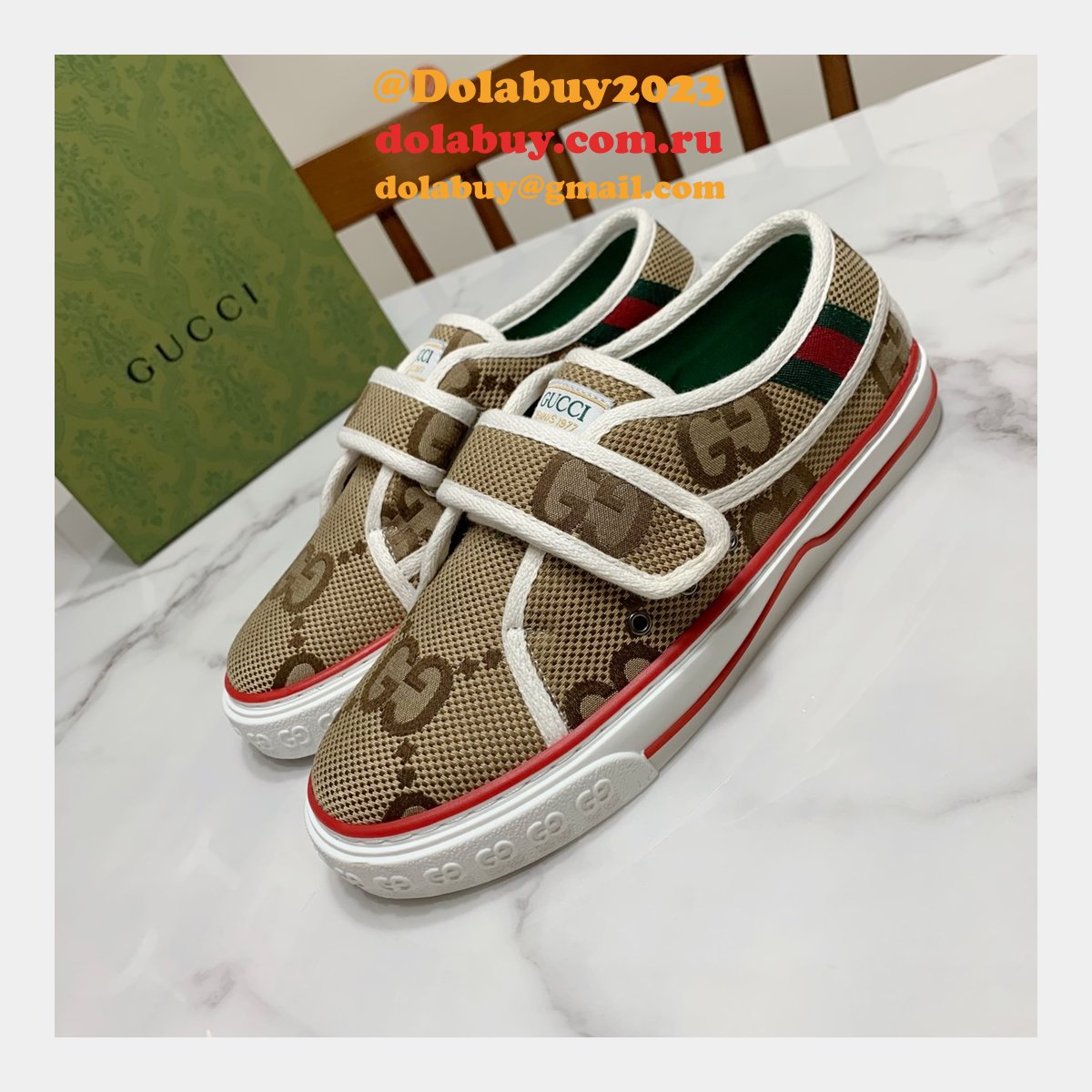 G*u*i high quality replica gu7 1977 canvas perfect shoes