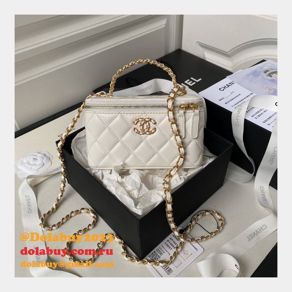 Knockoff Casual Style Vanity AP3663 2Way Chain Plain Party Bags