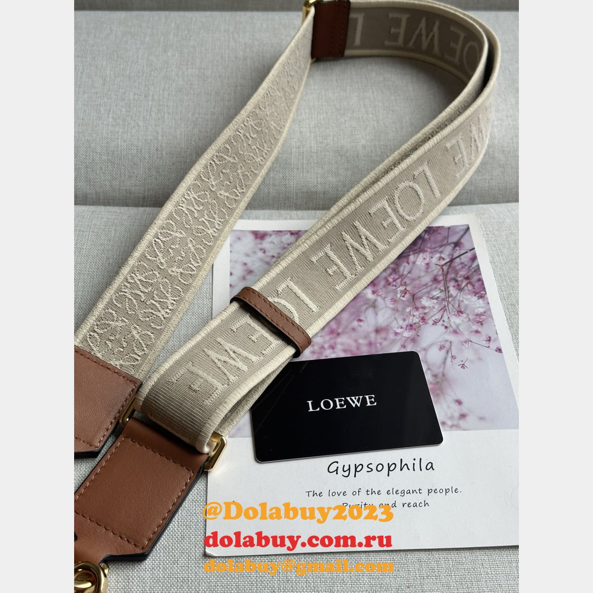 Best Loewe Anagram double-sided embroidered shoulder strap