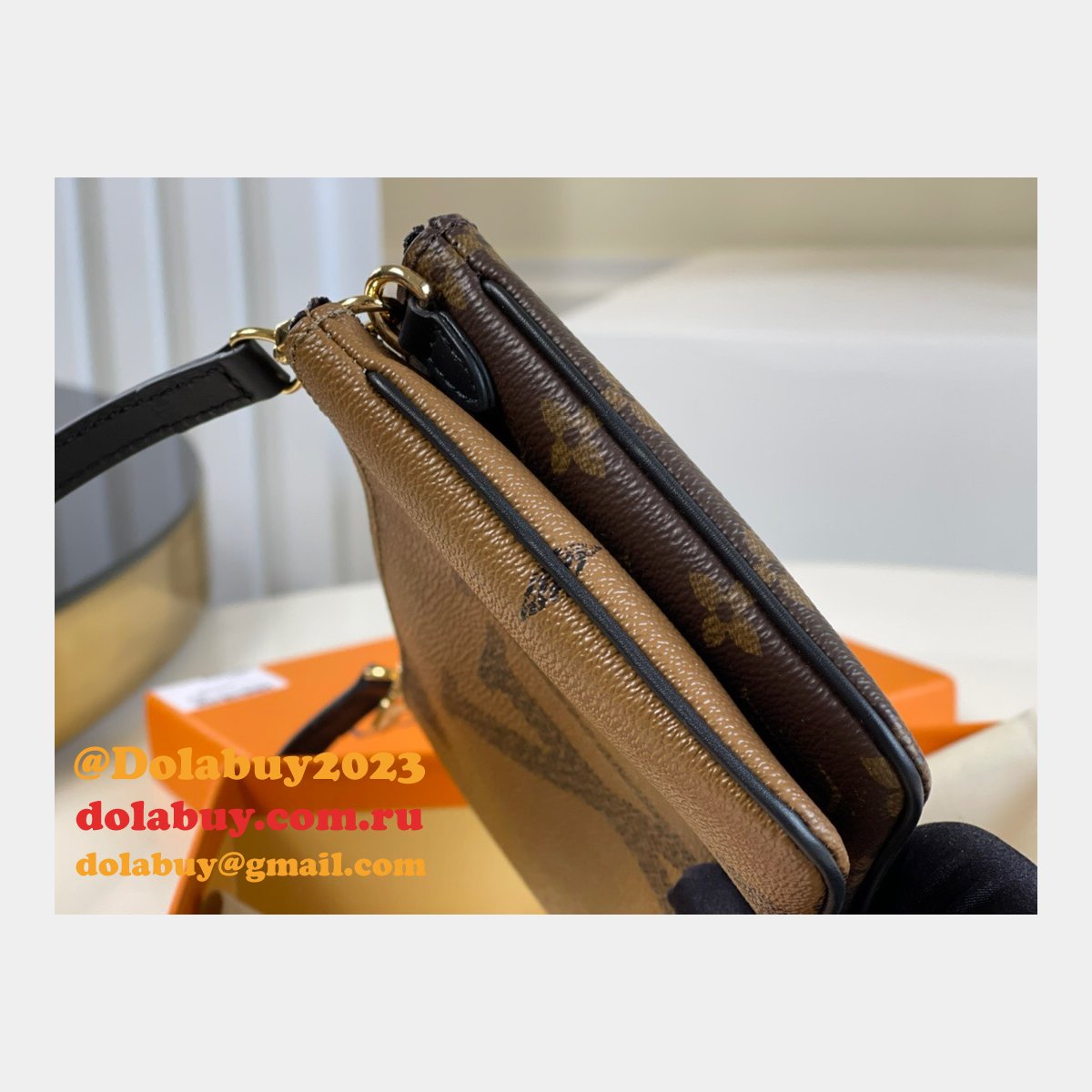 Louis Vuitton Replica Double Zip Pochette Monogram M69203 Brown