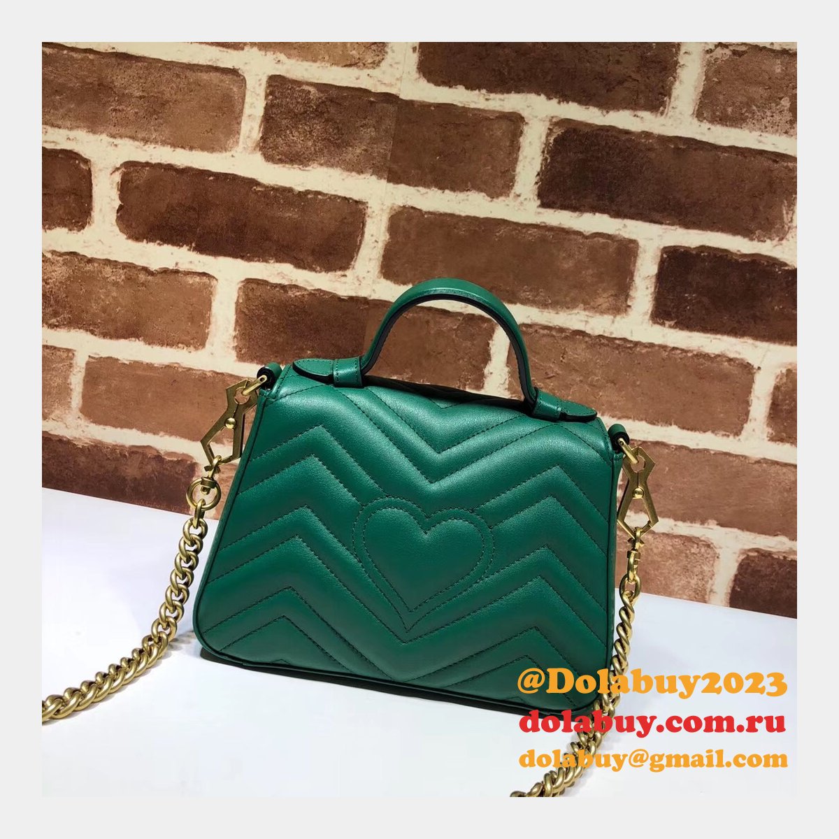 cheap 547260 G*u*i chevron leather gg marmont mini top handle