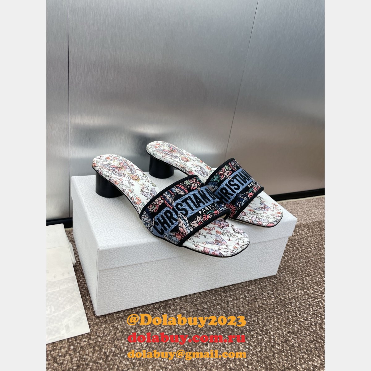 Wholesale 1:1 Mirror Dway Heeled Slide