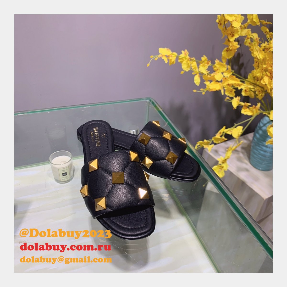 Top Quality Replica Factory Valentino Rivet slippers