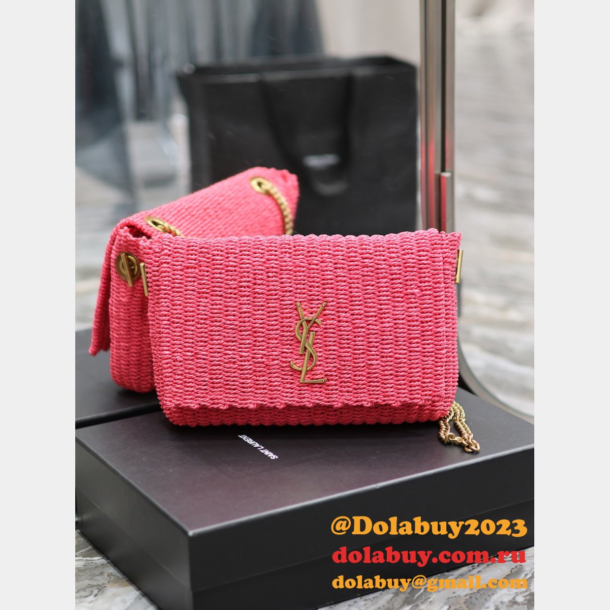 Designer Replica Saint Laurent Kate Clutch 553804 Rose Bag