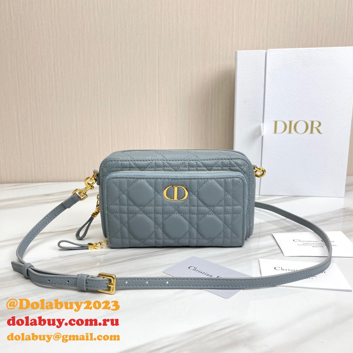 High Quality Dior Caro Bag Brown Supple Cannage Calfskin