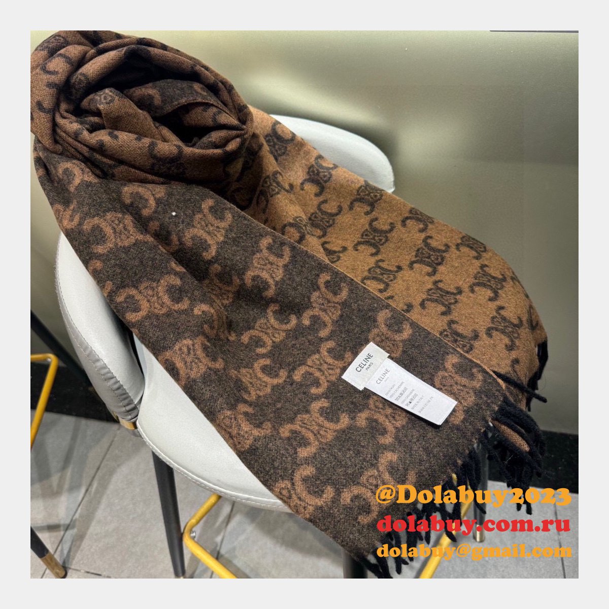 CELINE Arc de Triomphe Sanlin old flower cashmere scarf