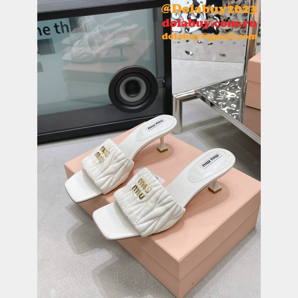 Perfect Luxury Replica Miu Miu high heel slippers Shoes