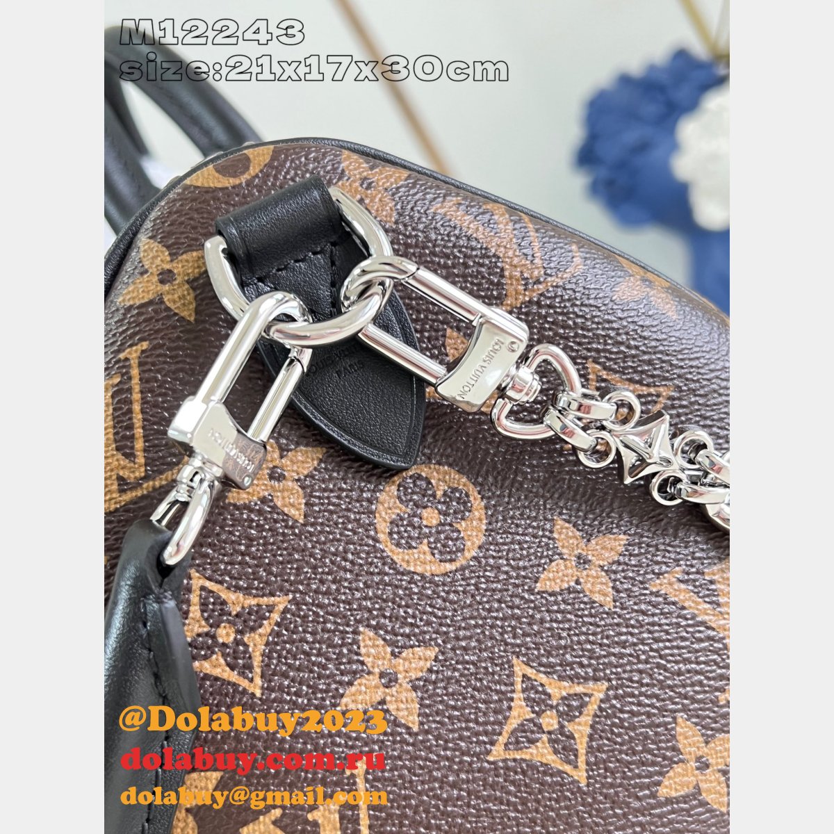 Louis Vuitton Luxury Copy M12243 Speedy Soft 30 Dark Monogram Bag
