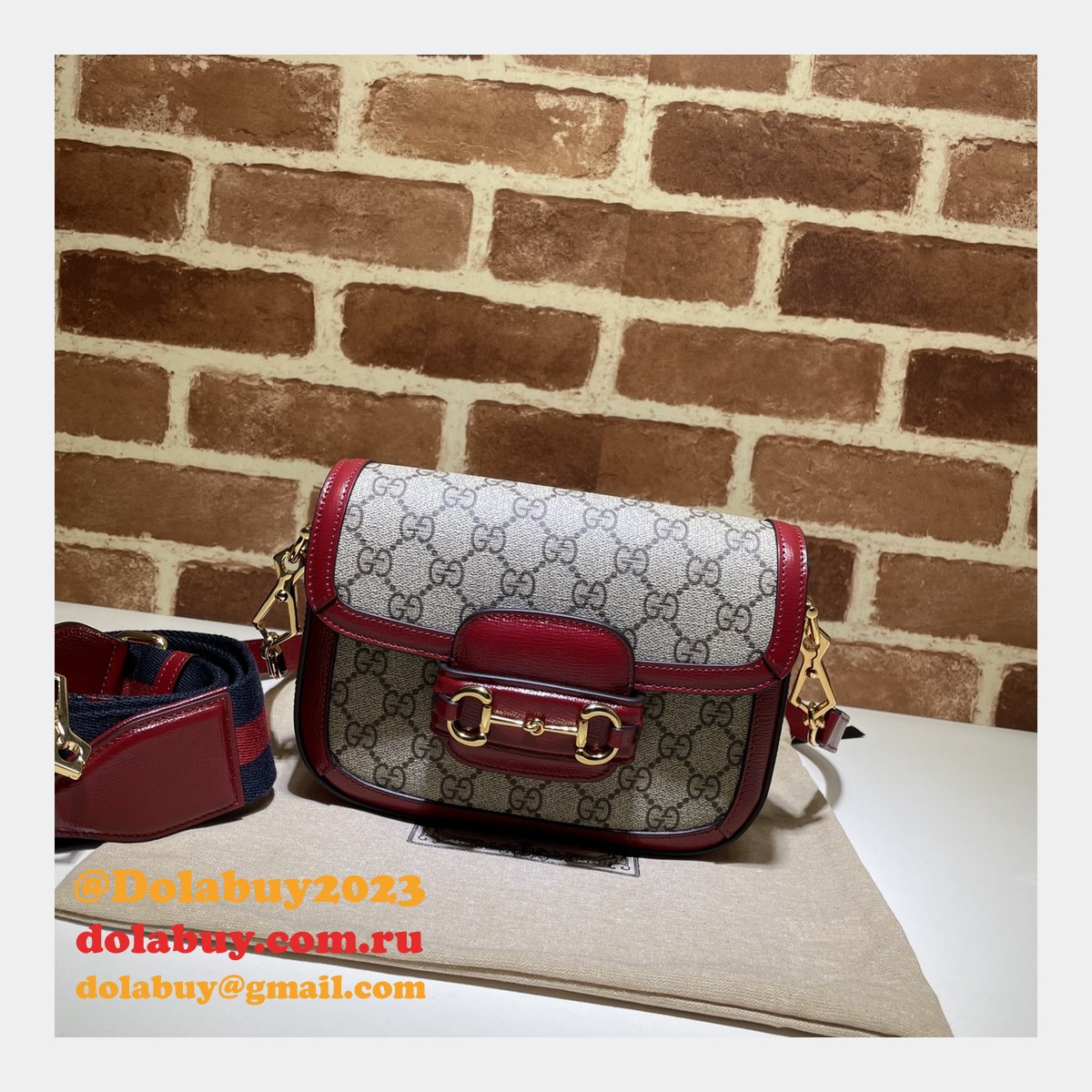 luxury G*u*i horsebit 1955 shoulder 658574 red bags for women