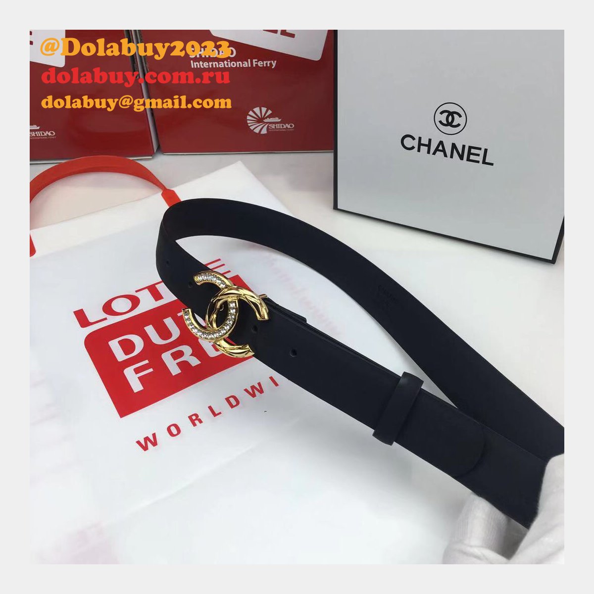 AAA+ Replica CC Leather Belt Width 3.0cm black