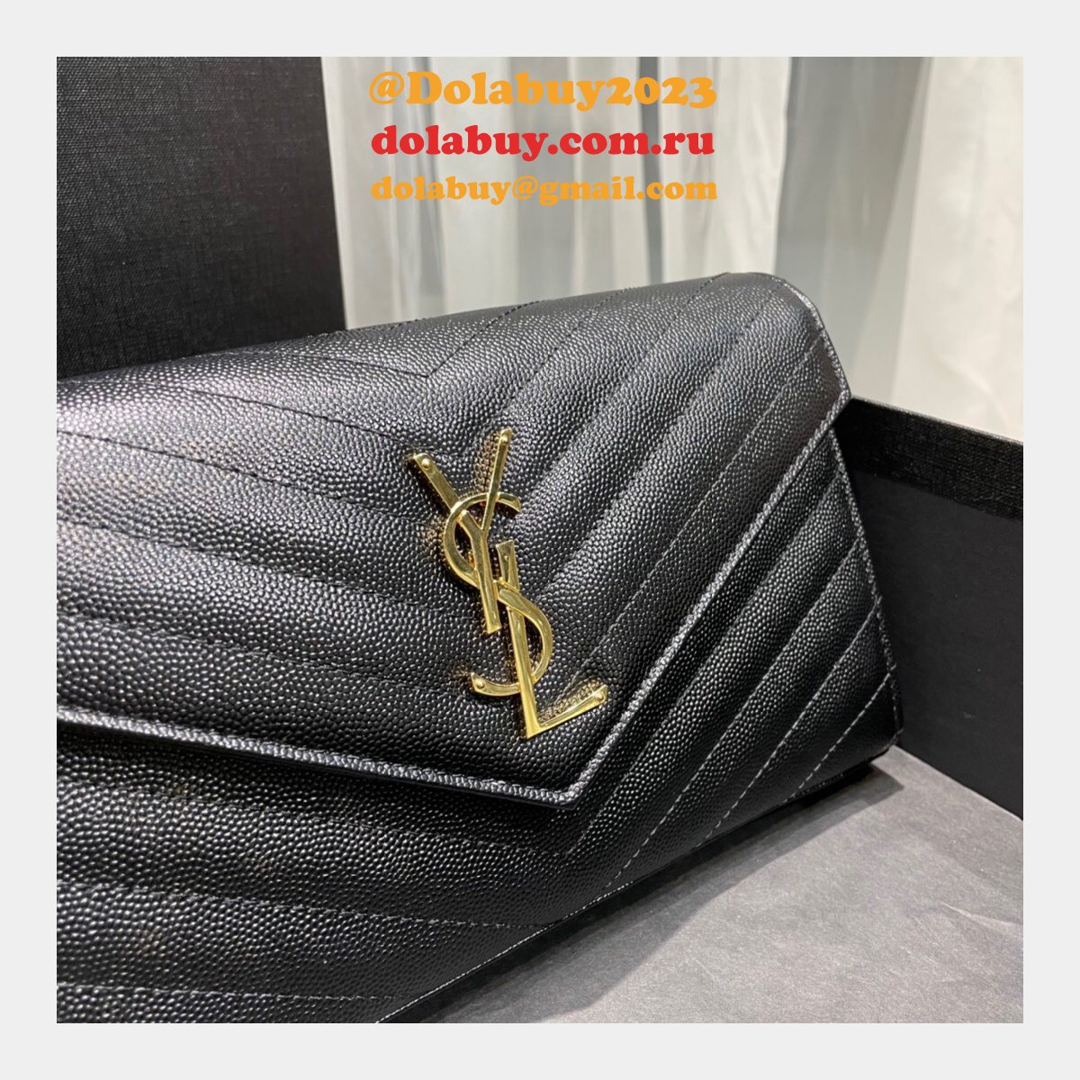 Top Sales Replica Saint Laurent 377828 Matelasse Chain Wallet Cassandre