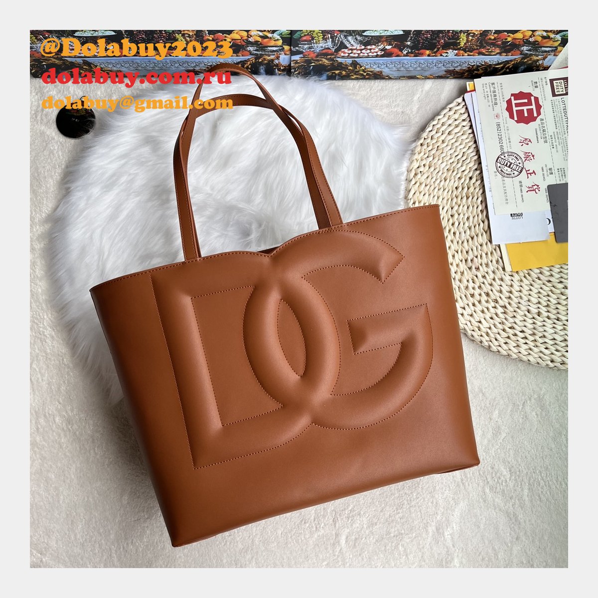 Luxury Replica Dolce & Gabbana Shopping DG Logo Tote 6650 Store Bag
