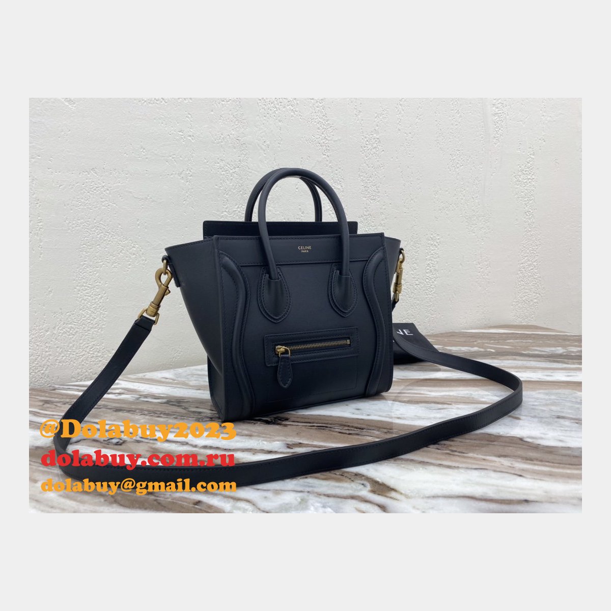 Celine Replica Navy blue Luggage plain calfskin portable