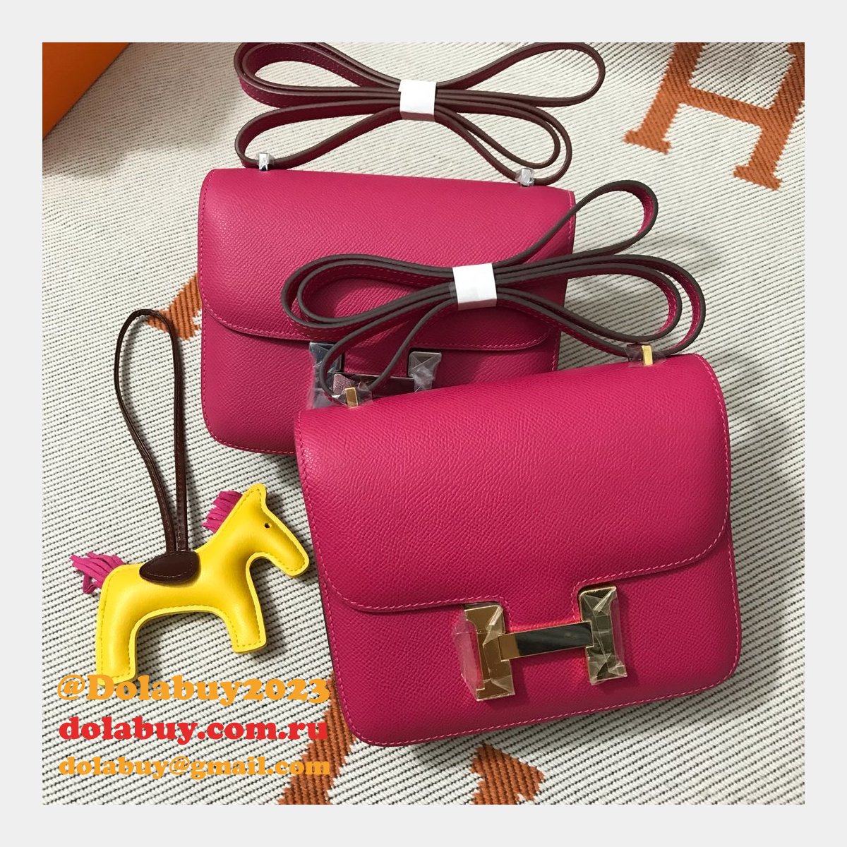 Hermes Constance Bag 18CM Epsom Leather Rose