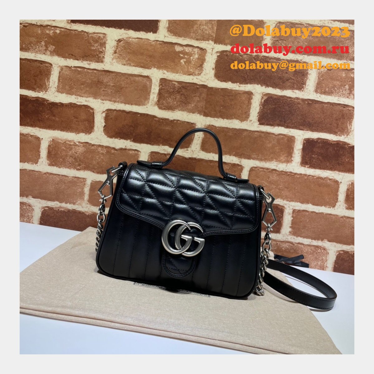 G*u*i best quality gg marmont mini top handle 583571 bag