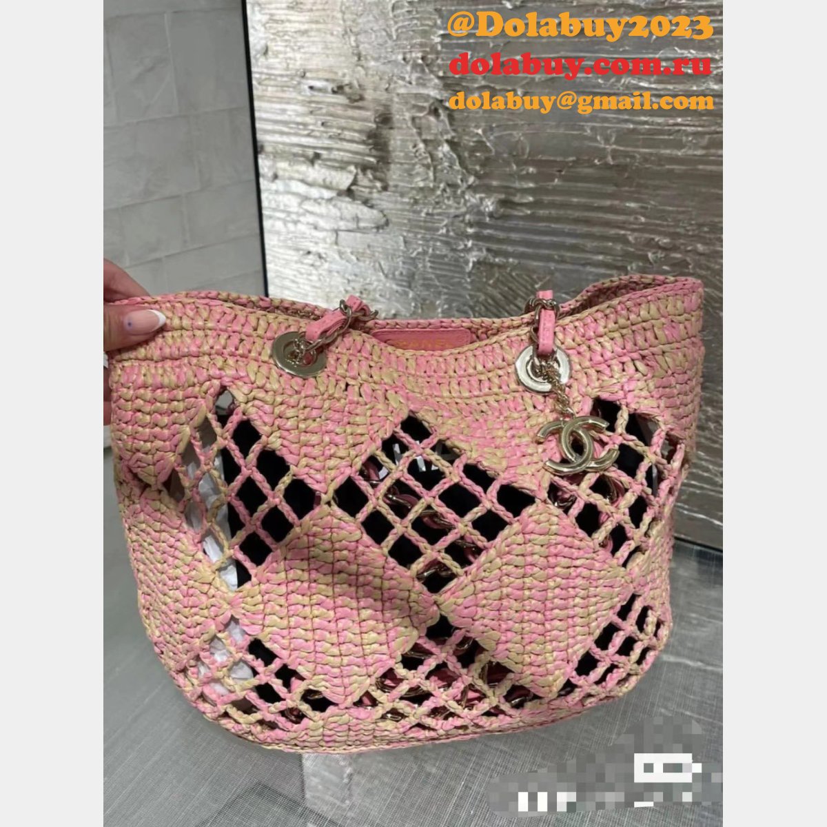 Where Can I Buy Replica Shopping Raffia Effect Braided AS4714 Bag