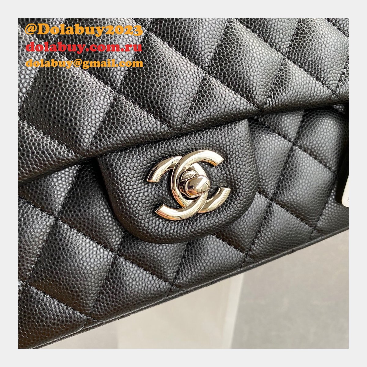 CC Replica 25.5CM Classic Flap Bag Caviar Leather Black A01112