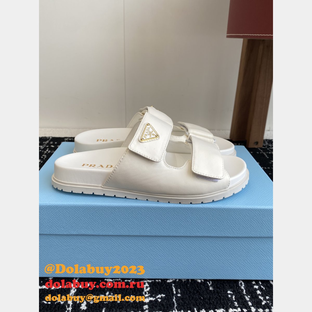 2025 Prada Padded Nappa Leather Slides