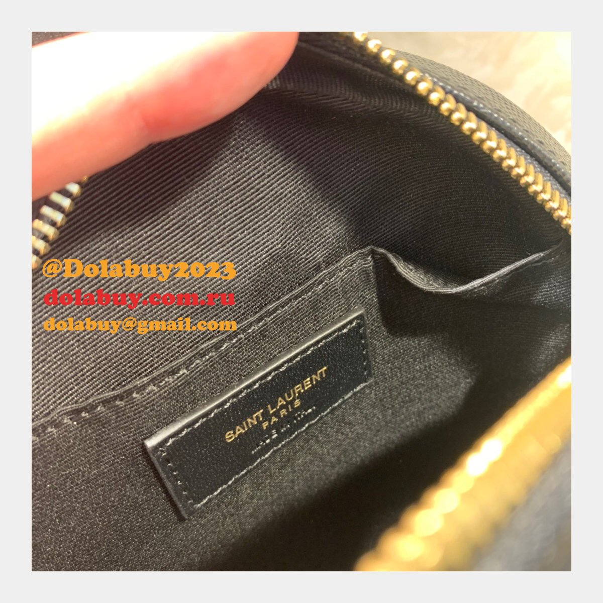 Cheap YSL Vinyle round camera bag 610436 chevron-quilted