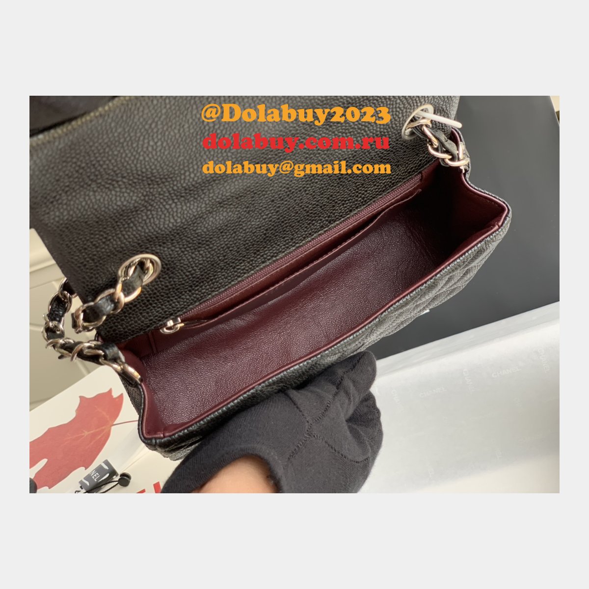 Top Quality CC Caviar Leather Flap Bag 1116 20CM