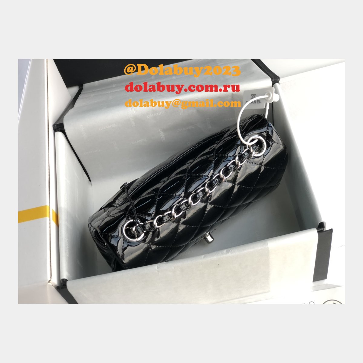 7 Star CC Lambskin Flap Designer Black Bag 20CM