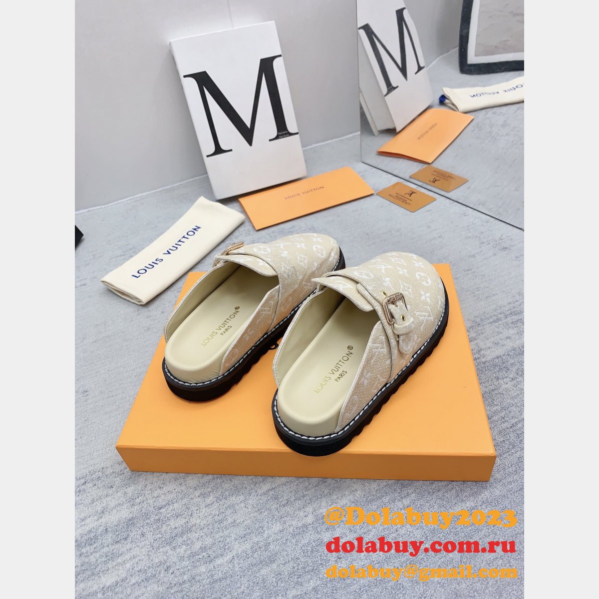 Outlet Replica Louis Vuitton Baotou Drag   men Shoes Dolabuy