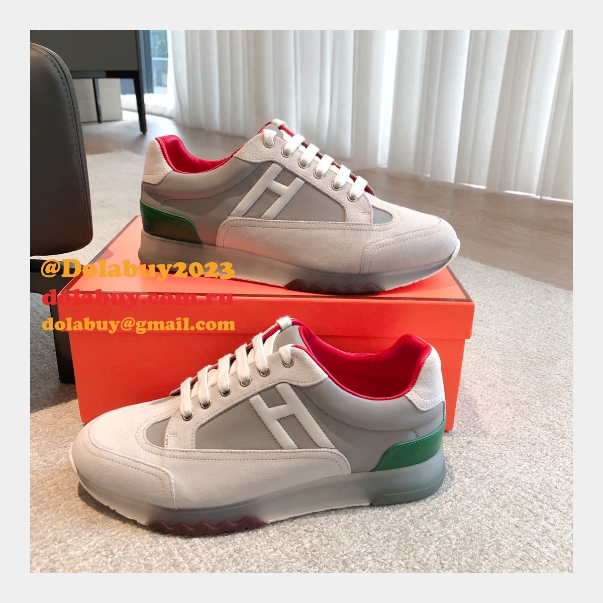Wholesale Sneakers Leer Wit Hermes Knockoff Shoes