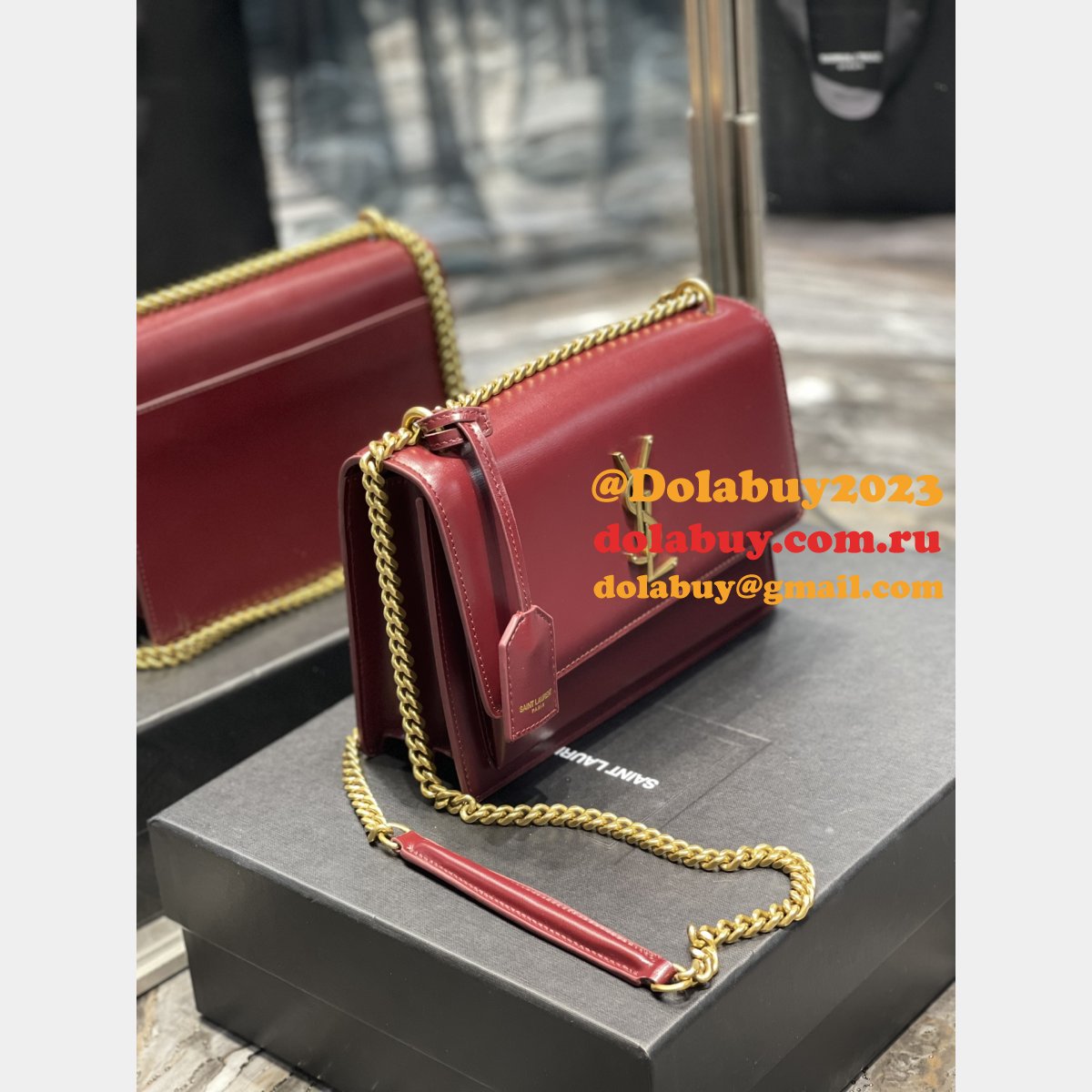 Shop Saint Laurent Sunset Mono Crossbody Bag 22CM 422906