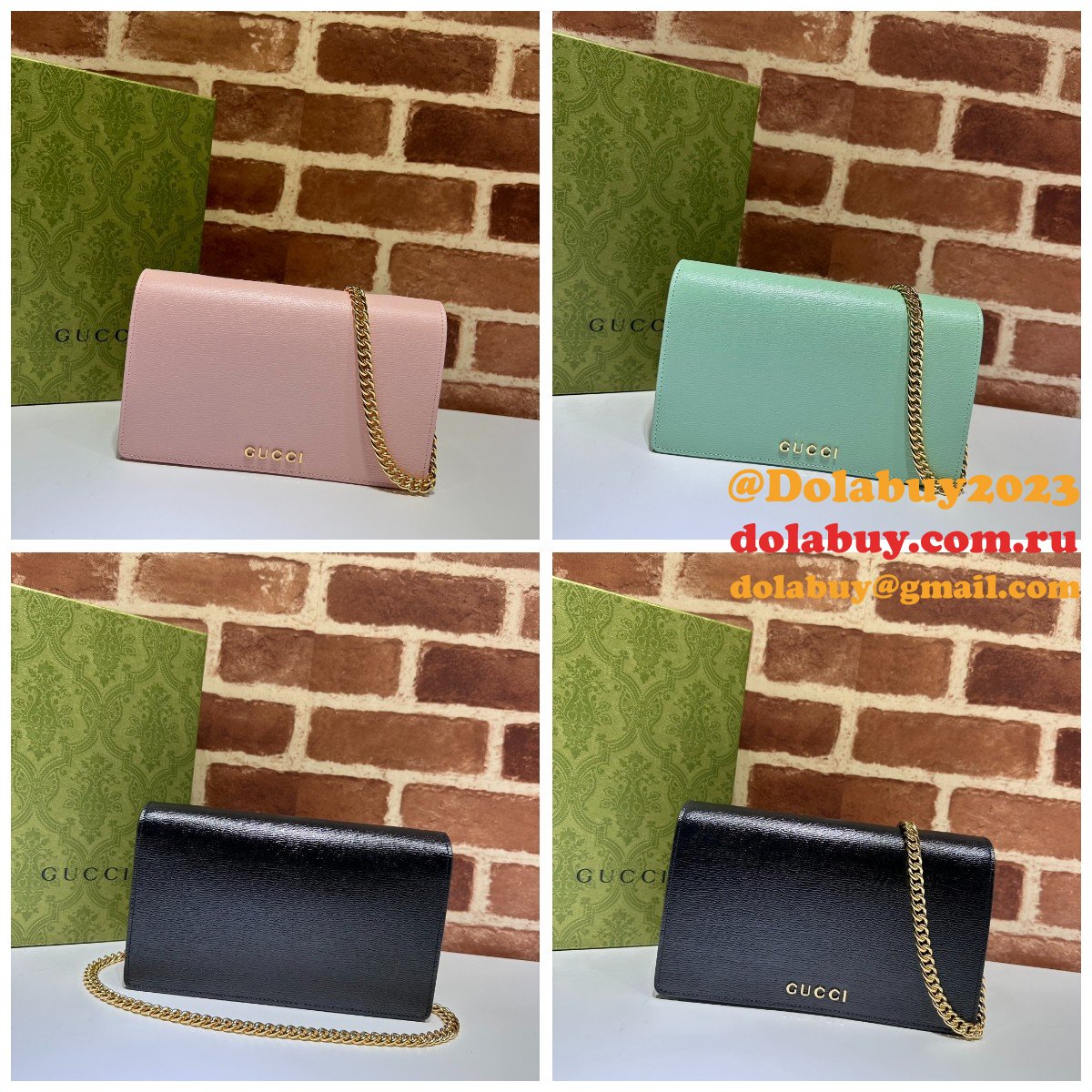 Chain Wallet Inspired Gucci Script 772643 Knockoff Bag