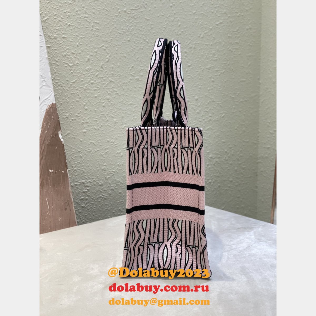 Luxury Miss Dior Allover 1:1 Mirror Book Tote pink