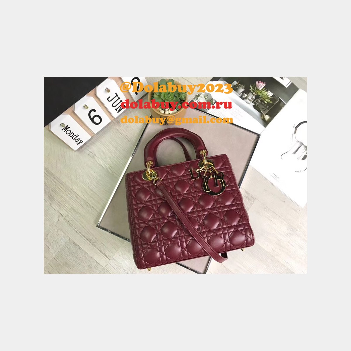 Fashion Christian Dior Lady Dior Top Quality 24CM Fake Bag