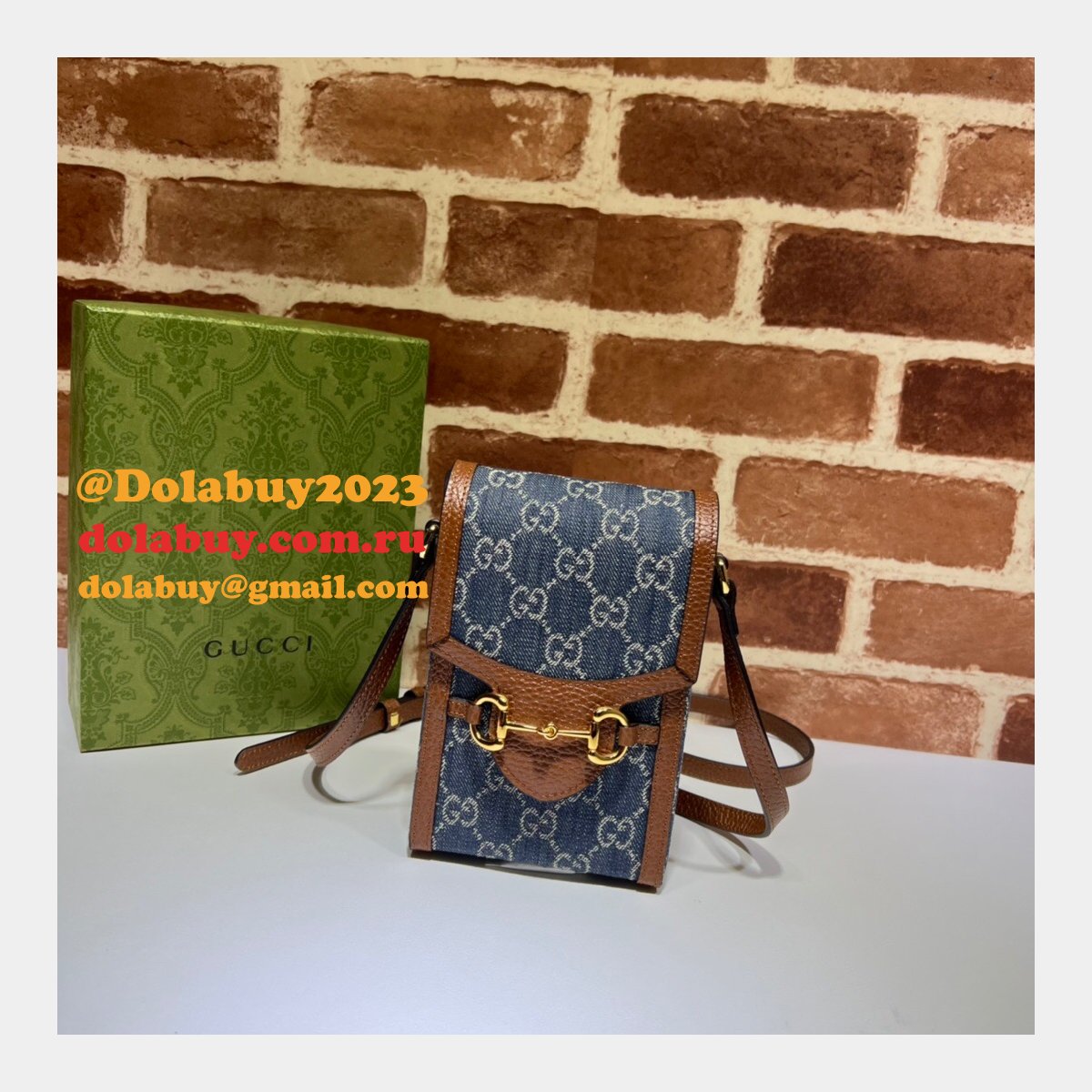 top quality G*u*i horsebit 1955 mini blue and ivory 625615 gg replcias bag