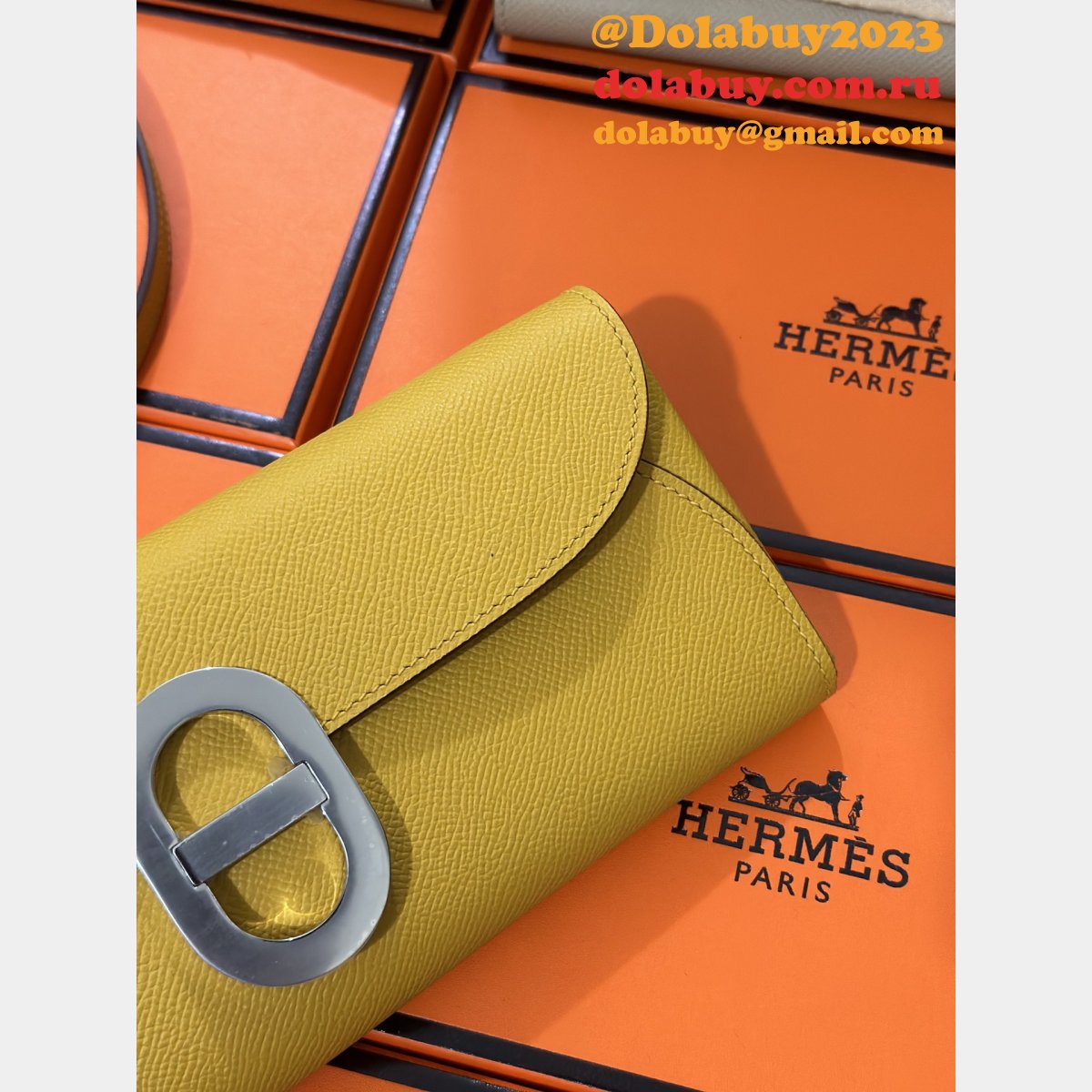 Luxury Hermes  D Ancre to go clutch Epsom bag
