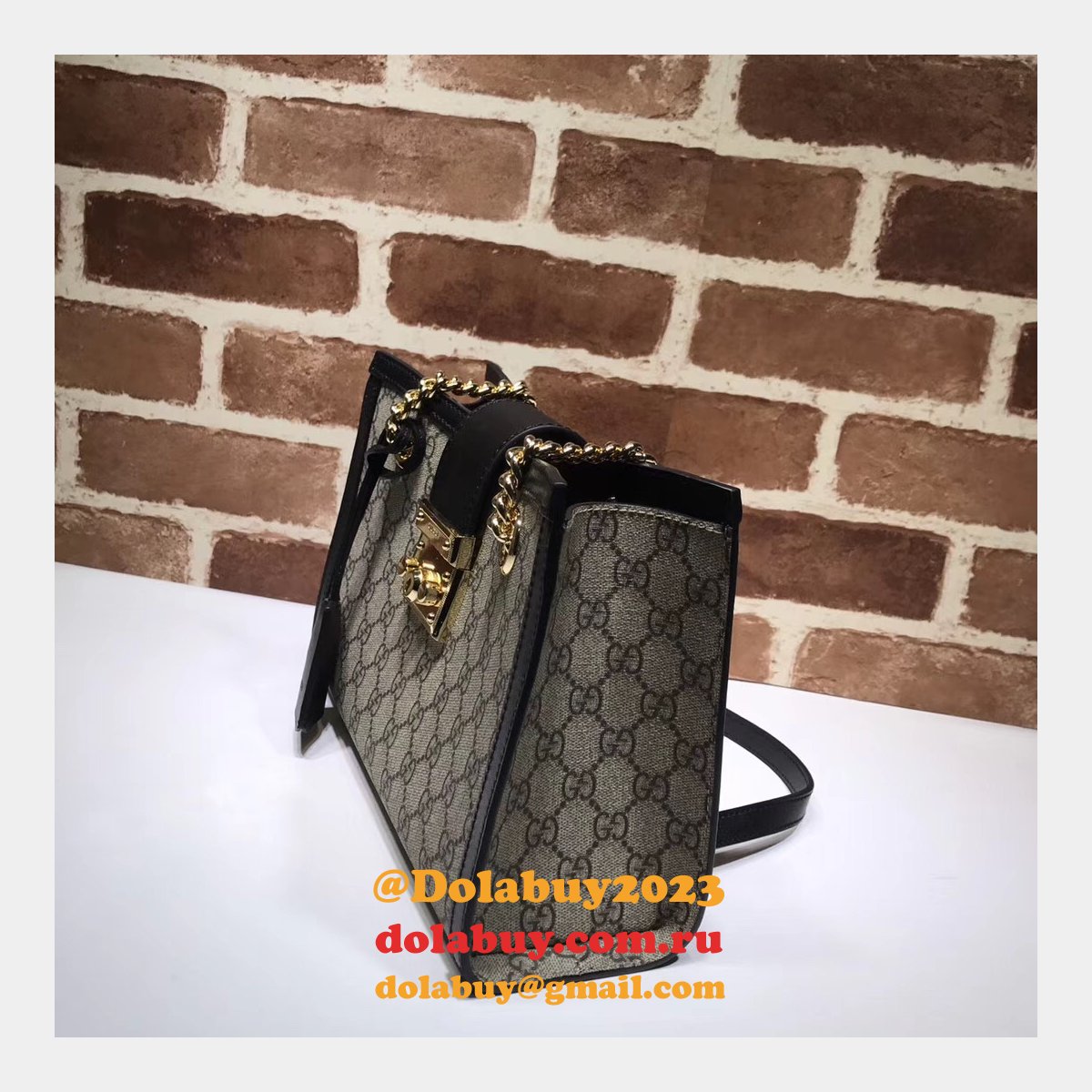 uk G*u*i replica gg supreme padlock small shoulder 498156 bag