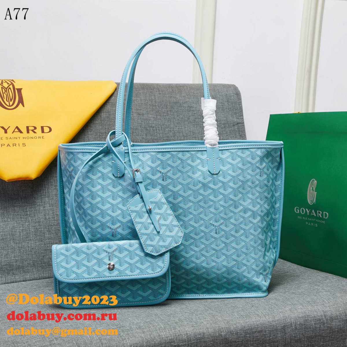 Wholesale Goyard Classic Chevron St. Louis PM Totes Sky-Blue Bags