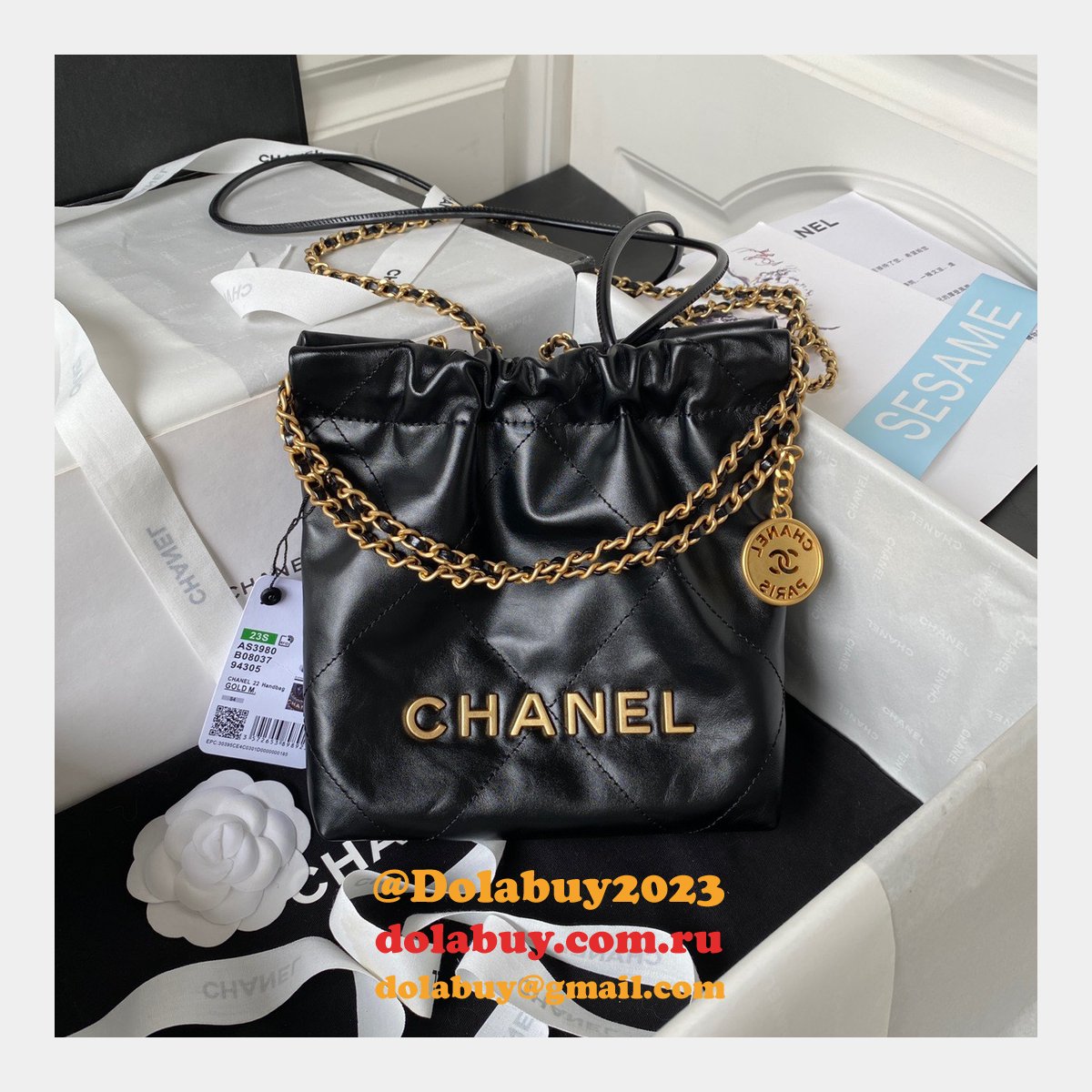 Luxury FASHION AS3980 CALFSKIN CC BAG 20CM