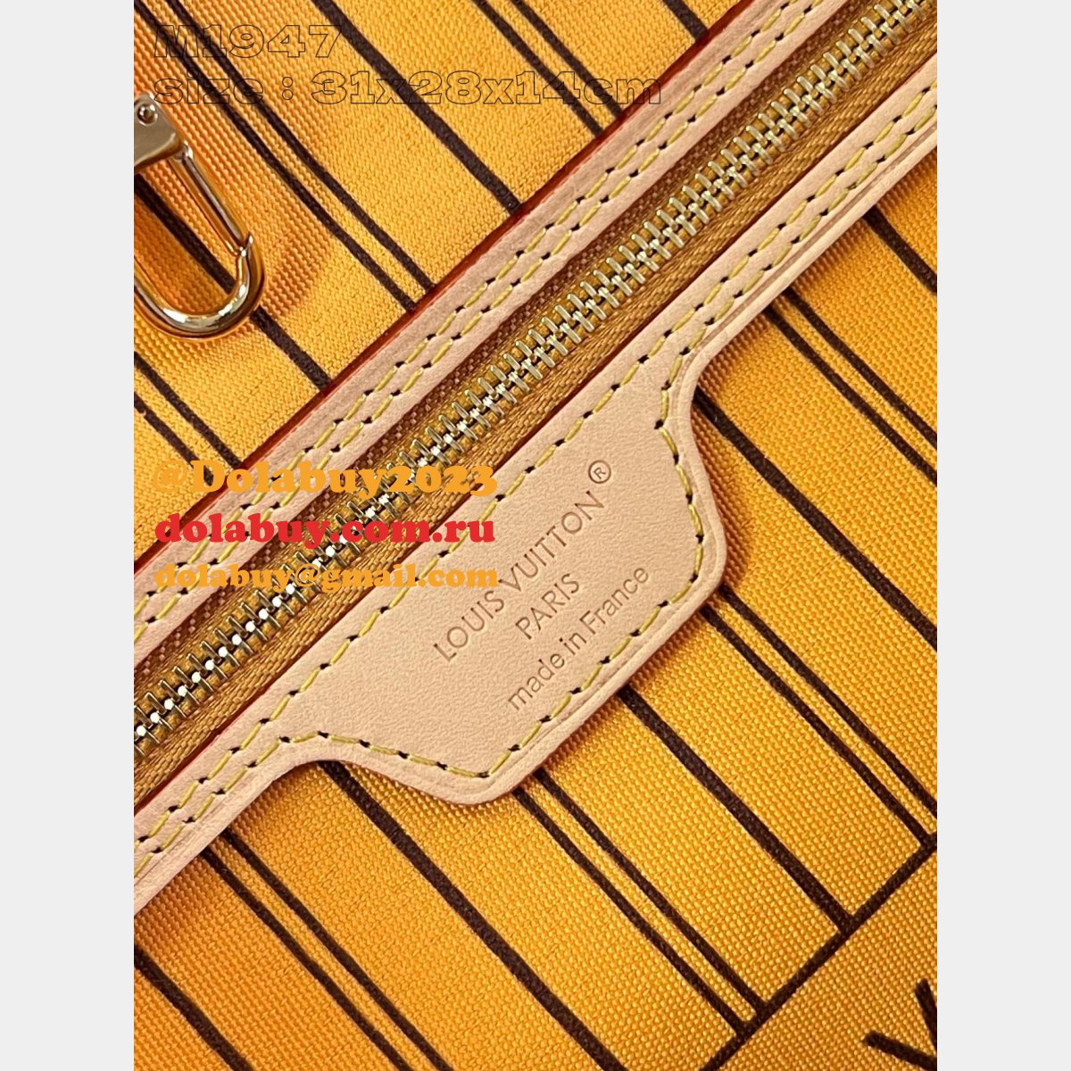 Louis Vuitton Designer M11947 Neverfull Bandoulière Inside Out Bag