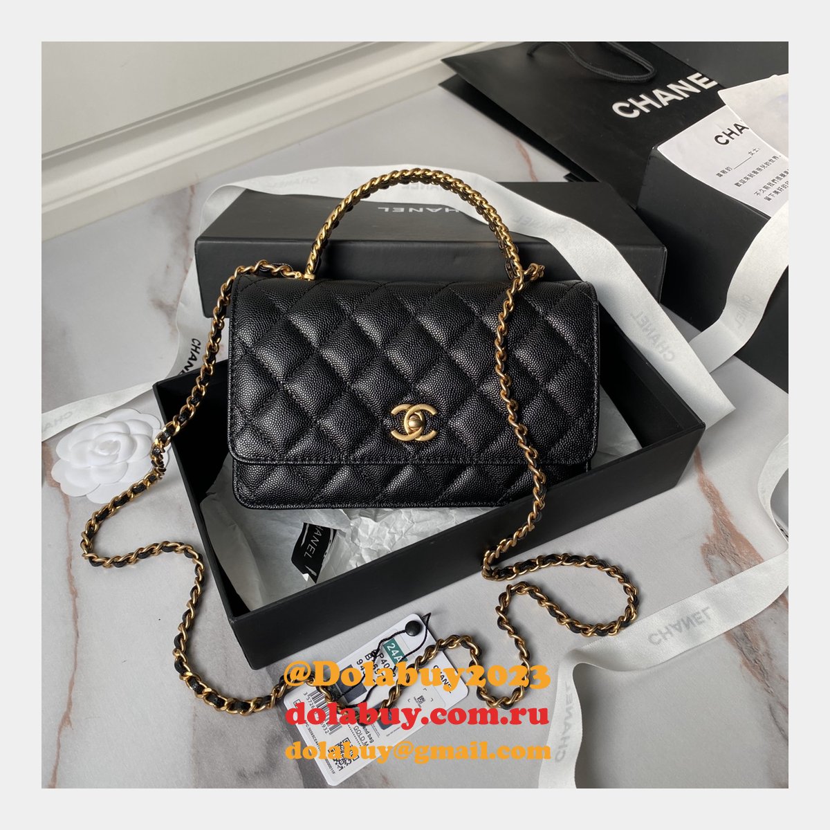 Best Top Wallet On Chain 1:1 Mirror AP4062 Black Replica Bag