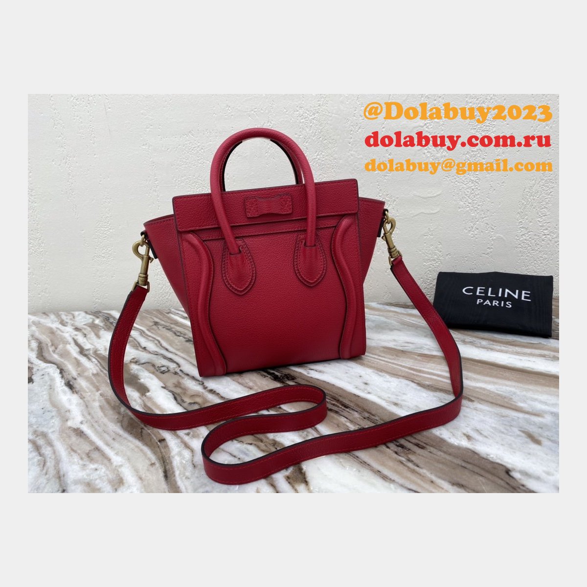 Celine Replica Red Luggage Nano Shopper 168243 Women