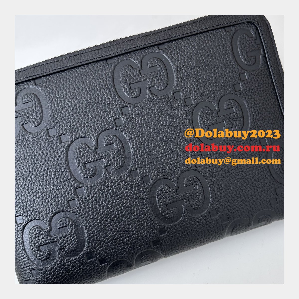replicas G*u*i 794085 jumbo gg pouches travel document case mens black bag