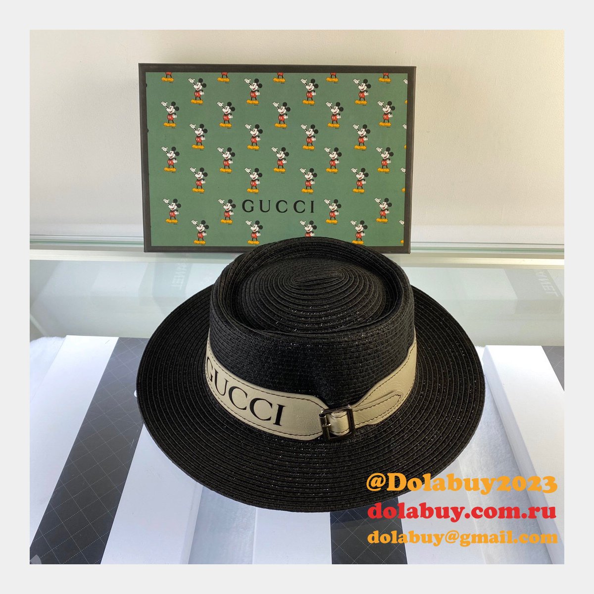 uk G*u*i belt design straw hat