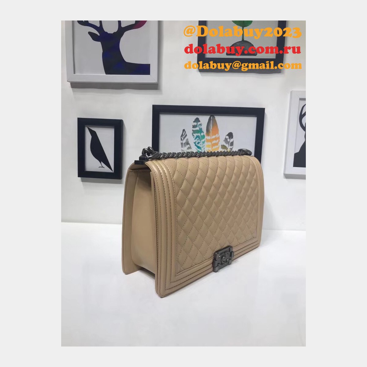 High Quality CC Le Boy Luxury Bags Lambskin 30cm