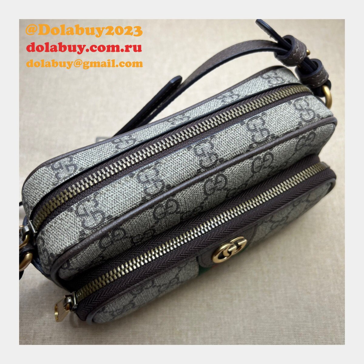 brown/blue G*u*i replica ophidia gg 722557 bag