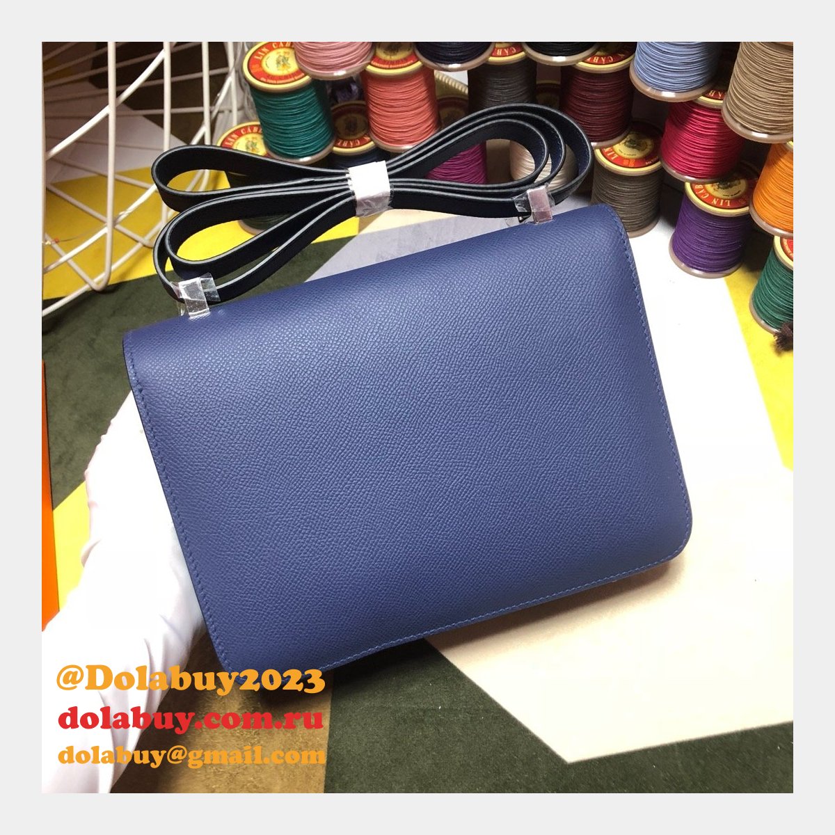 Hermes Constance Bag 23cm Epsom Leather dark blue