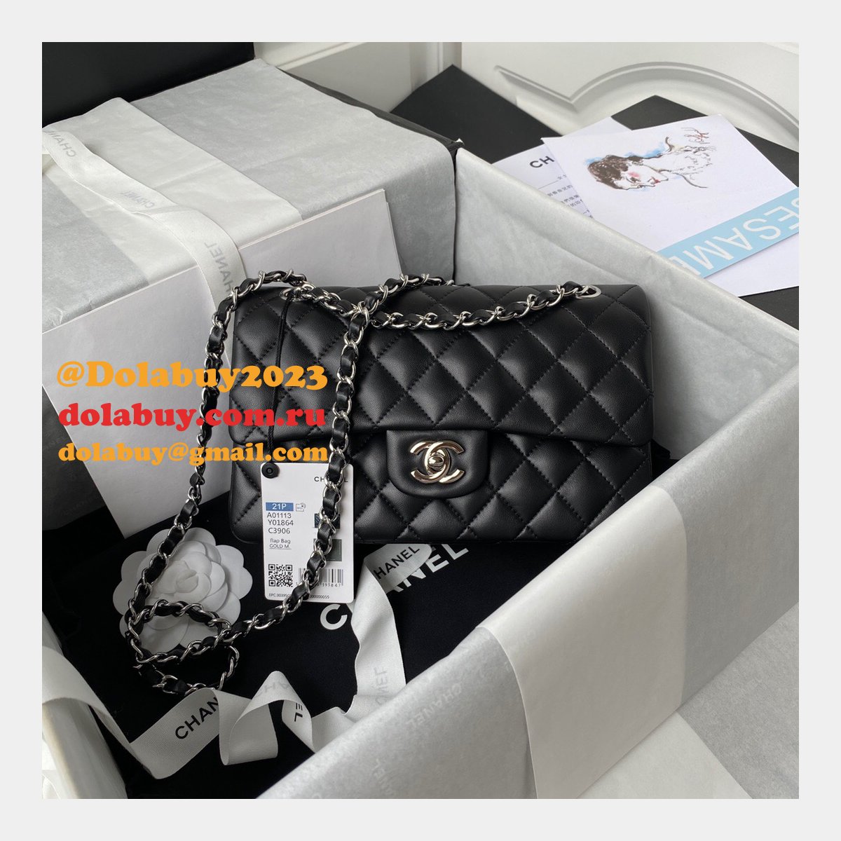 Top quality Fake Small Flap Lambskin CF 23cm