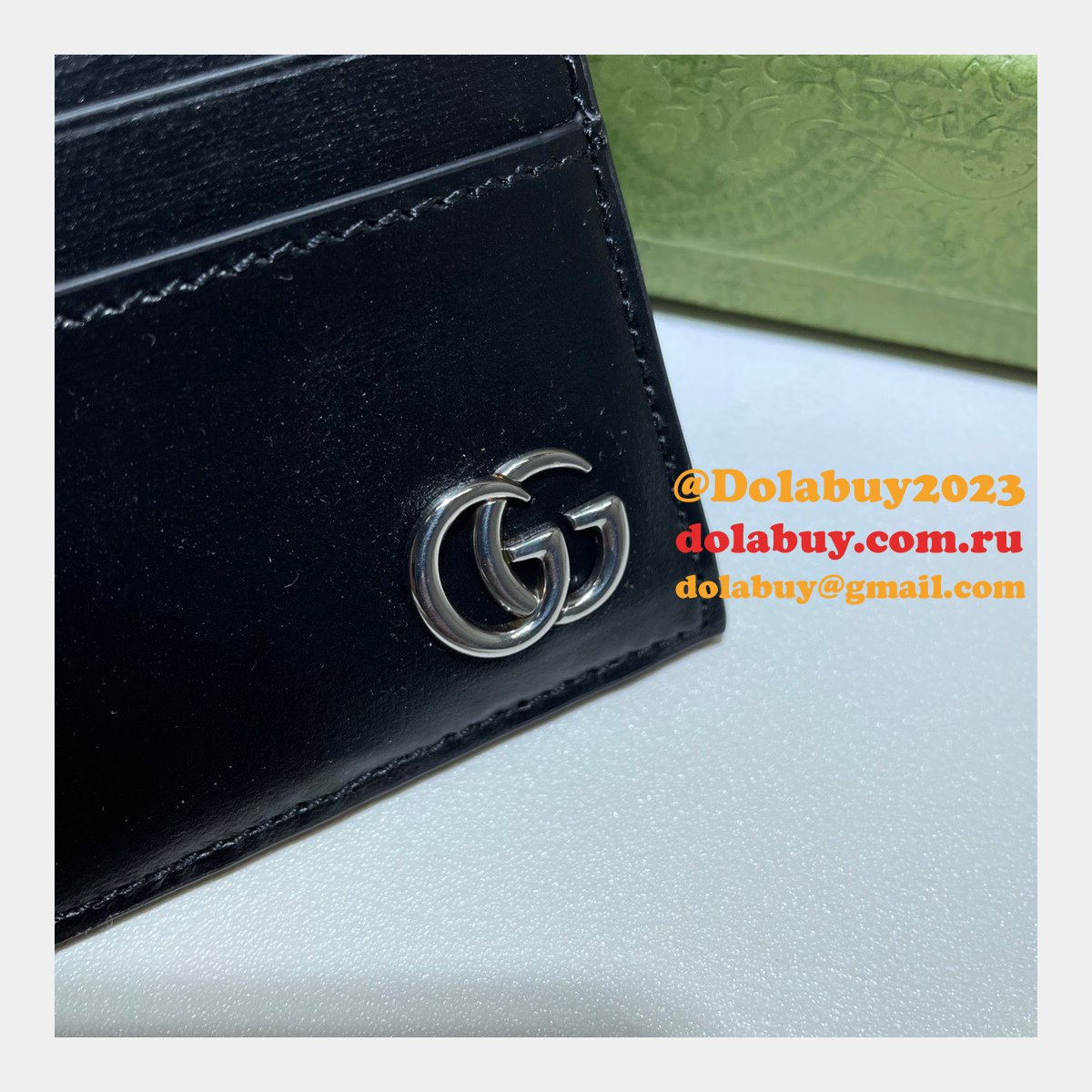 G*u*i best 657588 replica gg marmont card case in black leather